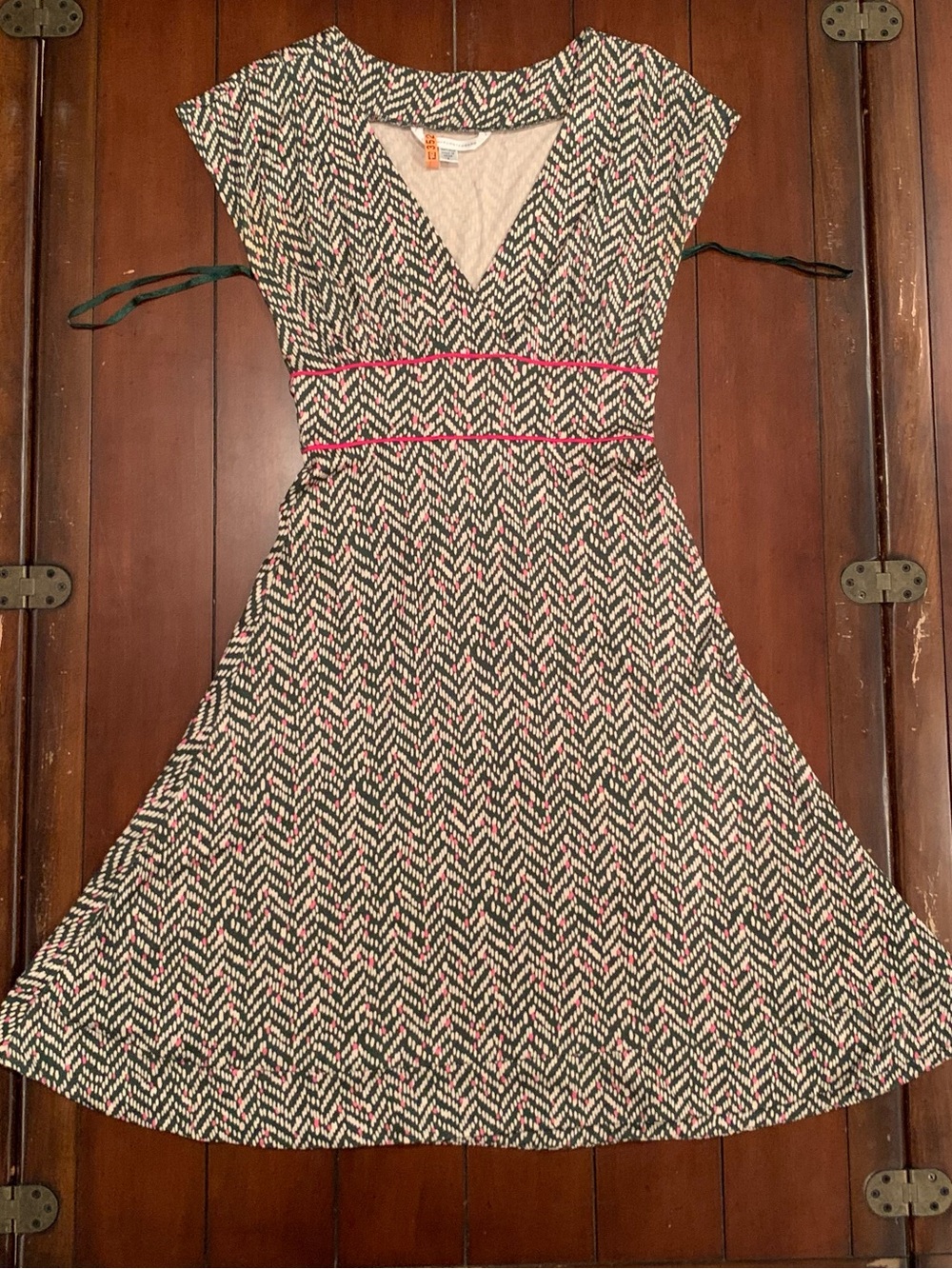 Diane Von Furstenberg Chevron Midi Dress in Pink, Green, Cream